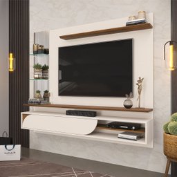 Painel para Tv até 60 Polegadas C/ Espelho Ravi Dj Móveis Off White/freijó - 2