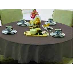 Toalha de Mesa Redonda Jacquard com Acabamento Nas Bordas:marrom - 1
