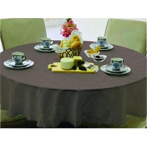 Toalha de Mesa Redonda Jacquard com Acabamento Nas Bordas:marrom