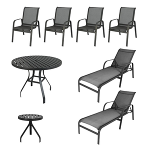 Kit Mesa 4 Cadeiras Alumínio com Espreguiçadeiras de Piscina