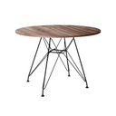 Ver imagem 1 de Mesa Eiffel Redonda 110Cm Tampo De Madeira Amendôa Com Base De Ferro Preto - Cor: Marrom