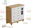 Ver imagem 3 de Cômoda Infantil Tedy Peroba em 100% MDF Branco com Amêndoa Branco Amêndoa