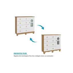 Cômoda Infantil Tedy Peroba em 100% Mdf Branco com Amêndoa Branco Amêndoa - 2