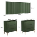 Ver imagem 3 de Conjunto Cabeceira Casal 280cm com 2 Mesas de Cabeceira Cor:musgo com Dourado