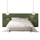 Ver imagem 2 de Conjunto Cabeceira Casal 280cm com 2 Mesas de Cabeceira Cor:musgo com Dourado