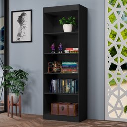 Estante para Livros Multiuso 178CMX102CM Larissa Preto - 2 Estante para Livros Multiuso 178CMX102CM Larissa Preto - 2