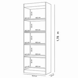 Estante para Livros Multiuso 178CMX102CM Larissa Preto - 5 Estante para Livros Multiuso 178CMX102CM Larissa Preto - 5
