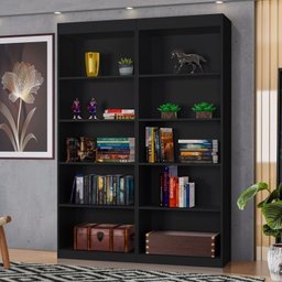 Estante para Livros Multiuso 178CMX102CM Larissa Preto - 1 Estante para Livros Multiuso 178CMX102CM Larissa Preto - 1