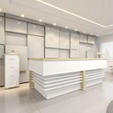 Ver imagem 1 de Conjunto Escritório Recepção 3 Peças com 2 Balcões em L Tamburato 147,7cm 1 Gaveteiro 