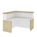 Ver imagem 5 de Conjunto Escritório Recepção 3 Peças com 2 Balcões em L Tamburato 147,7cm 1 Gaveteiro Branco/Carvalho Artany