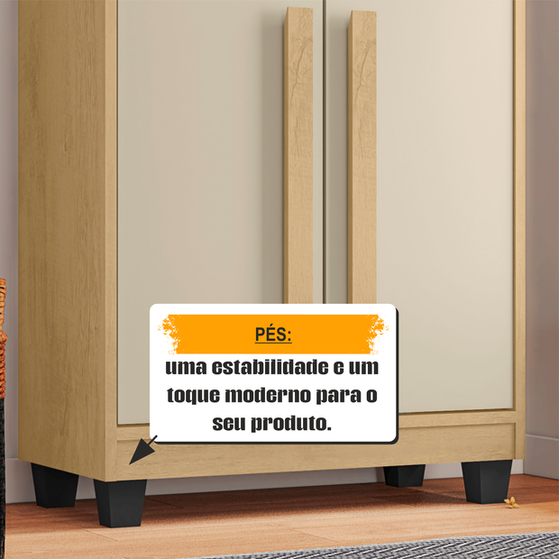 Armário Multiuso com 2 Portas com Chave 3 Prateleiras para