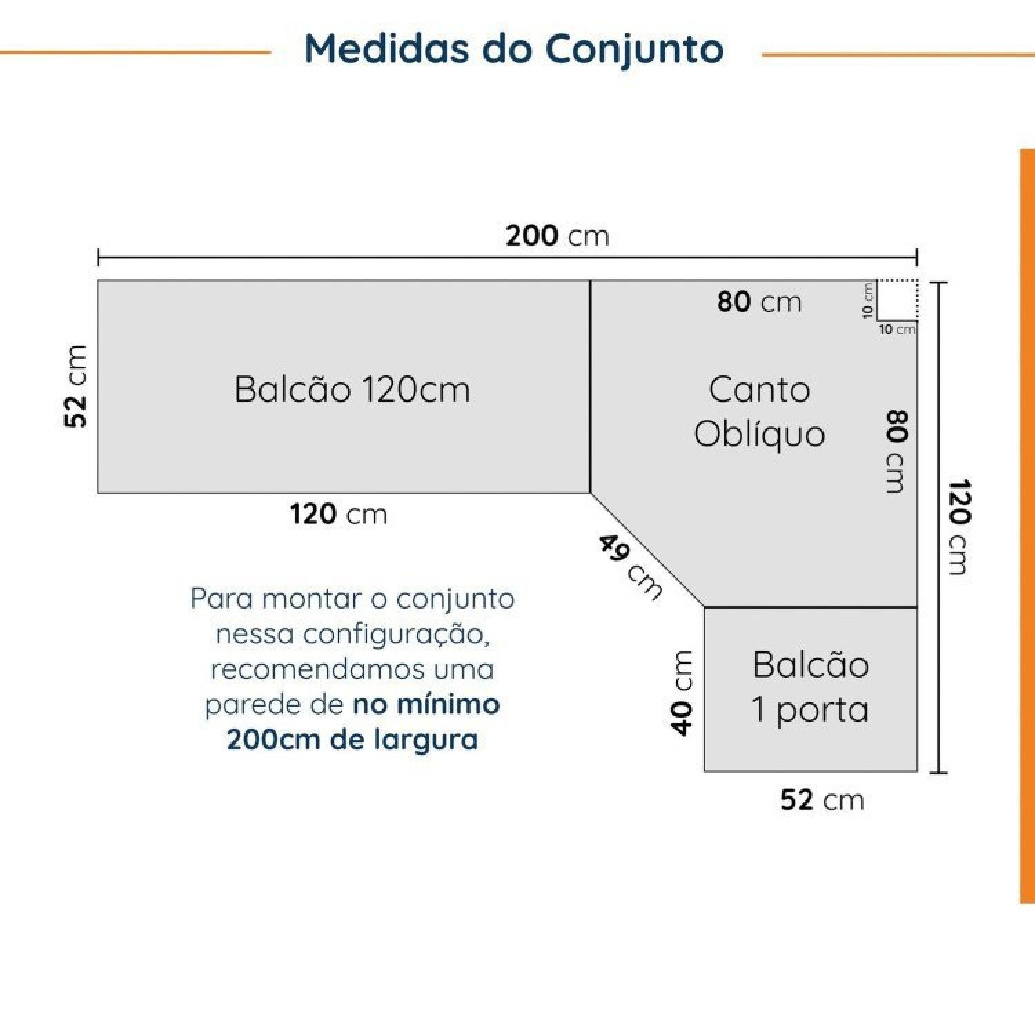 Cozinha Modulada 5 Peças com Tampo 3 Aéreos 6 Portas e 2 Balcões Arizona CabeCasa MadeiraMadeira - 3