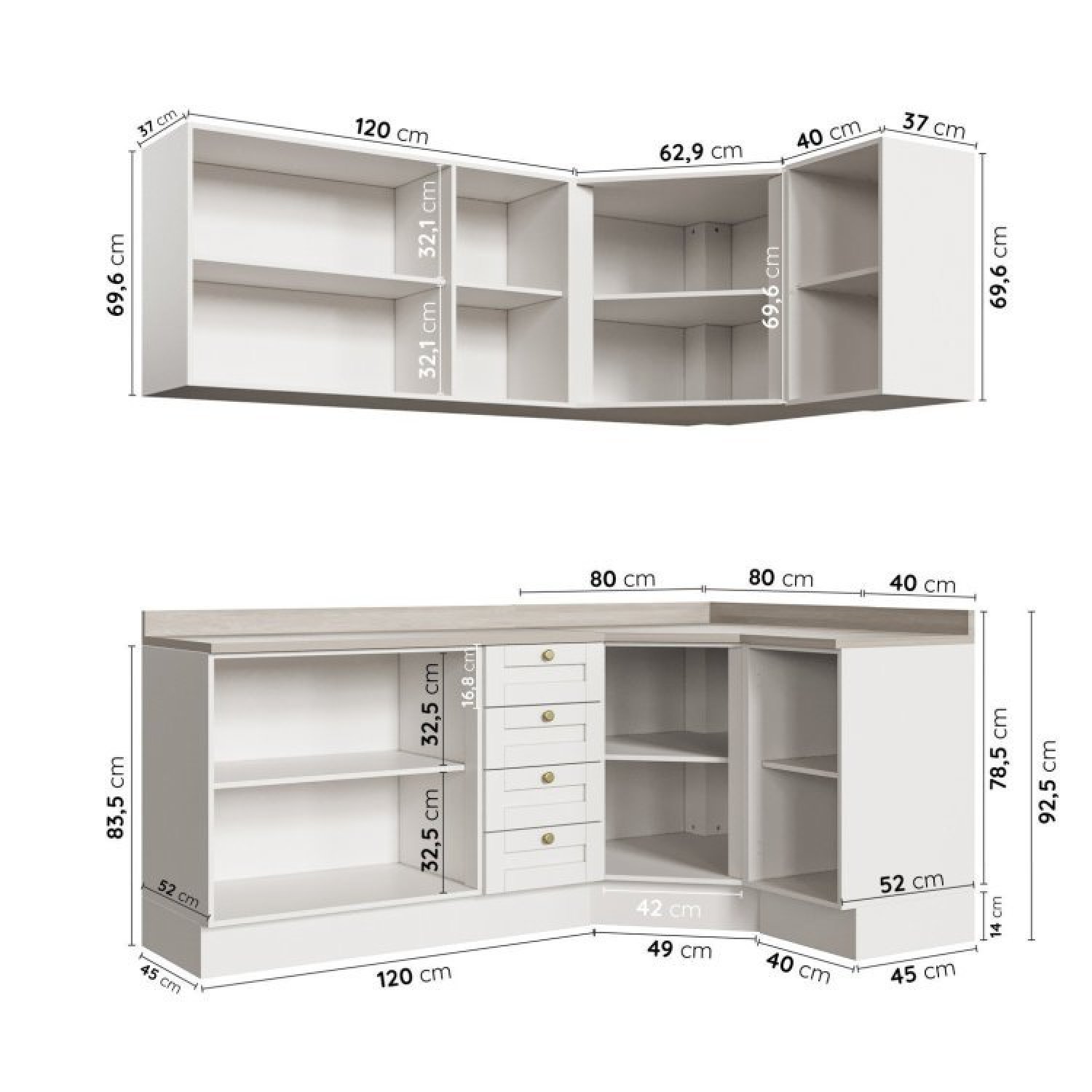 Cozinha Modulada 5 Peças com Tampo 3 Aéreos 6 Portas e 2 Balcões Arizona CabeCasa MadeiraMadeira - 4