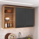 Ver imagem 2 de Armário Aéreo 120cm 2 Portas 3 Nichos Prateleira de Vidro Isabelle