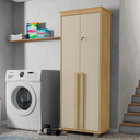 Ver imagem 1 de Armário Multiuso México com 2 Portas com Chave e 4 Prateleiras RV Móveis Bege/Cinamomo/Off White