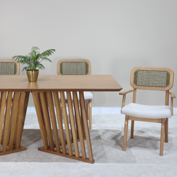 Cadeira Retrô com Braço - Tela Preto com Dourado Madeira Maciça Amêndoa - Tecido Chic - 3 Cadeira Retrô com Braço - Tela Preto com Dourado Madeira Maciça Amêndoa - Tecido Chic - 3