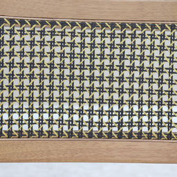 Cadeira Retrô com Braço - Tela Preto com Dourado Madeira Maciça Amêndoa - Tecido Chic - 6 Cadeira Retrô com Braço - Tela Preto com Dourado Madeira Maciça Amêndoa - Tecido Chic - 6