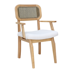 Cadeira Retrô com Braço - Tela Preto com Dourado Madeira Maciça Amêndoa - Tecido Chic - 1 Cadeira Retrô com Braço - Tela Preto com Dourado Madeira Maciça Amêndoa - Tecido Chic - 1