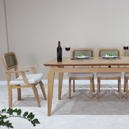 Cadeira Retrô com Braço - Tela Preto com Dourado Madeira Maciça Amêndoa - Tecido Chic - 5 Cadeira Retrô com Braço - Tela Preto com Dourado Madeira Maciça Amêndoa - Tecido Chic - 5