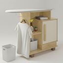 Ver imagem 2 de Tábua de Passar Havaí com 1 Porta 2 Nichos e Suporte para Ferro e Cabideiro RV Móveis Bege/Cinamomo/Off White