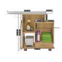 Ver imagem 3 de Tábua de Passar Havaí com 1 Porta 2 Nichos e Suporte para Ferro e Cabideiro RV Móveis Bege/Cinamomo/Off White