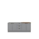 Ver imagem 2 de Cozinha Compacta Modulada 4 Portas 3 Gavetas Emily Cinza/Nature