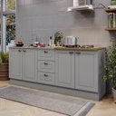 Ver imagem 1 de Cozinha Compacta Modulada 4 Portas 3 Gavetas Emily Cinza/Nature