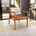 Ver imagem 2 de Kit 02 Poltronas Decorativa Sala Estar Madeira Tela Sintética Tropea Couríssimo Camel - Lyam Decor