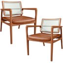Ver imagem 1 de Kit 02 Poltronas Decorativa Sala Estar Madeira Tela Sintética Tropea Couríssimo Camel - Lyam Decor