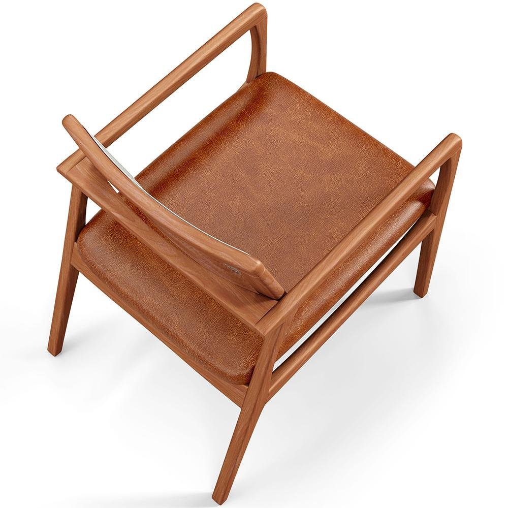Kit 02 Poltronas Decorativa Sala Estar Madeira Tela Sintética Tropea Couríssimo Camel - Lyam Decor - 9