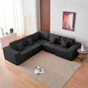 Ver imagem 7 de Kit Sofá Modular 5 Lugares Moderno Curvo Orgânico Adapt Linho Preto