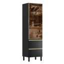 Ver imagem 1 de Cristaleira Proença 70cm 1 Porta Vidro Reflecta e 2 Gavetas Nogueira Touch/carbono Prime Tx -