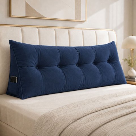 Almofada Encosto Triangular Cama Leitura Cabeceira Suede