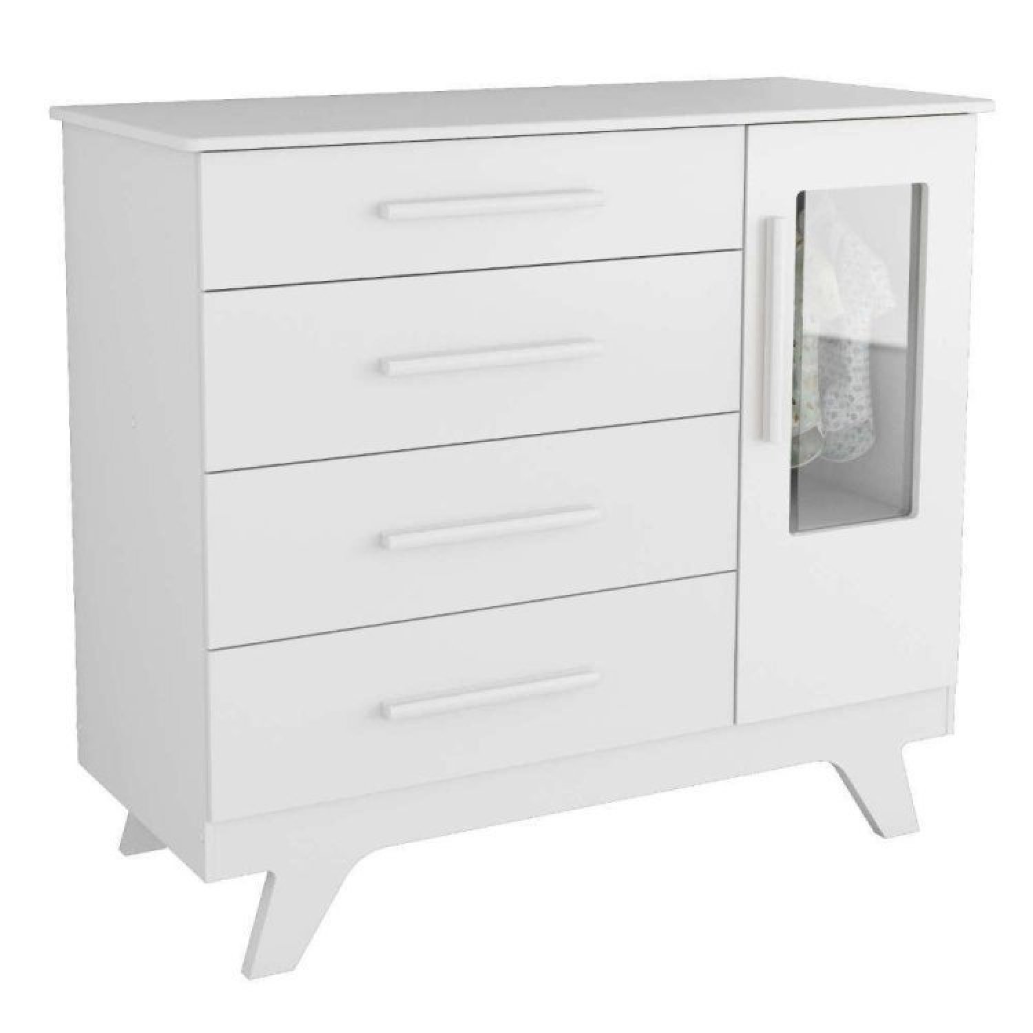 Conjunto para Quarto de Bebê Cômoda 1 Porta com Janela e Berço com Capitone Retrô Jolie - 7