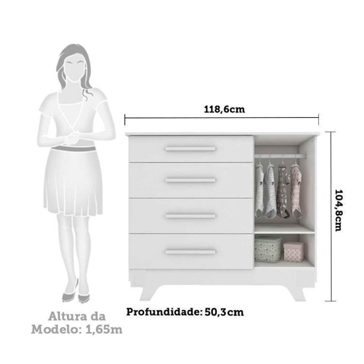 Conjunto para Quarto de Bebê Cômoda 1 Porta com Janela e Berço com Capitone Retrô Jolie - 10