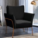 Ver imagem 3 de Poltrona para Sala Decorativa Lotus Bronze Assento Veludo Preto - Iben Móveis