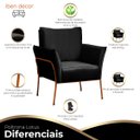 Ver imagem 4 de Poltrona para Sala Decorativa Lotus Bronze Assento Veludo Preto - Iben Móveis