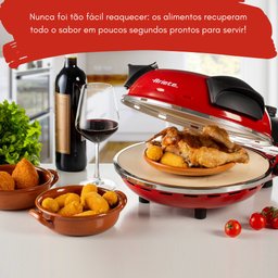 Forno de Pizza Elétrico Vermelho Com Pedra Antiaderente Ariete Forno de Pizza Smart Vermelho Ariete  - 7