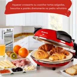 Forno de Pizza Elétrico Vermelho Com Pedra Antiaderente Ariete Forno de Pizza Smart Vermelho Ariete  - 8