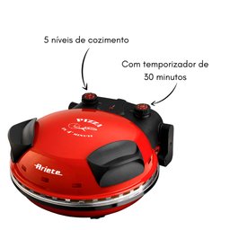 Forno de Pizza Elétrico Vermelho Com Pedra Antiaderente Ariete Forno de Pizza Smart Vermelho Ariete  - 2