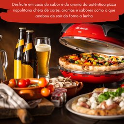Forno de Pizza Elétrico Vermelho Com Pedra Antiaderente Ariete Forno de Pizza Smart Vermelho Ariete  - 5