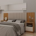 Ver imagem 1 de Cabeceira Casal Extensível Estofada com 2 Mesas de Cabeceiras Zurik