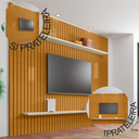 Ver imagem 7 de Painel para TV até 75 Polegadas Ripado 100% MDF 220x230cm Marrom Roma