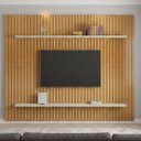 Ver imagem 1 de Painel para TV até 75 Polegadas Ripado 100% MDF 220x230cm Marrom Roma