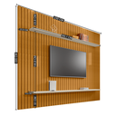 Ver imagem 2 de Painel para TV até 75 Polegadas Ripado 100% MDF 220x230cm Marrom Roma