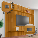 Ver imagem 7 de Painel Ripado para TV até 75 Polegadas 100% MDF 230CMX220CM 2 Prateleiras Roma Marrom