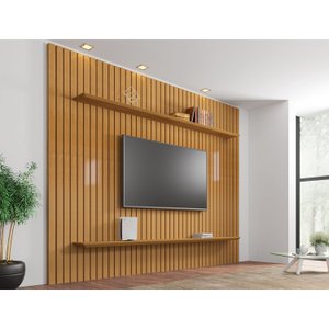 Painel Ripado para TV Até 65 Polegadas 2 Prateleiras Roma