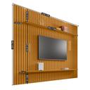 Ver imagem 2 de Painel Ripado para TV até 75 Polegadas 100% MDF 230CMX220CM 2 Prateleiras Roma Marrom