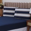 Ver imagem 2 de Jogo de Lençol Beatriz Queen 3 Peças Percal 180 Fios 100% Algodão Ponto Palito - Azul Marinho