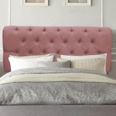 Painel Estofado Luxo Capitonê Livia 160cm Queen Size para Cama Box Suede Rose - Gat Magazine